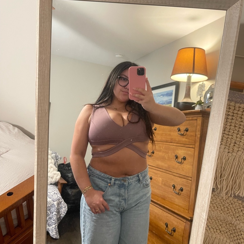 Boohoo Mauve Wrap Crop Top